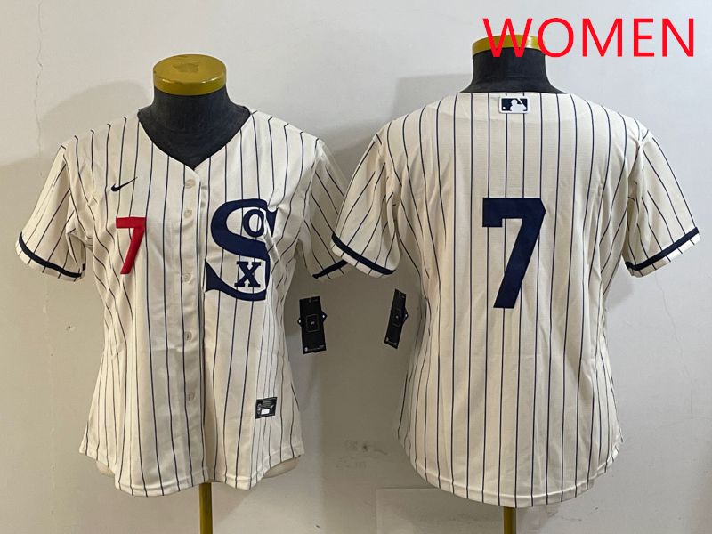 Women Chicago White Sox #7 No Name Cream Stripe Dream Edition Game 2025 Nike MLB Jersey style 4->women mlb jersey->Women Jersey